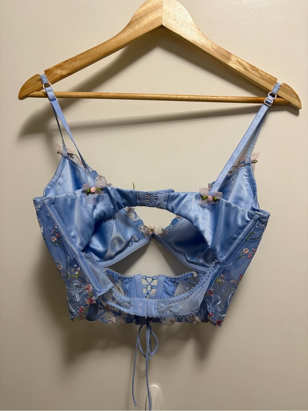 For Love & Lemons Bell Bow blue Floral Bustier Size 36D - Picture 6 of 11